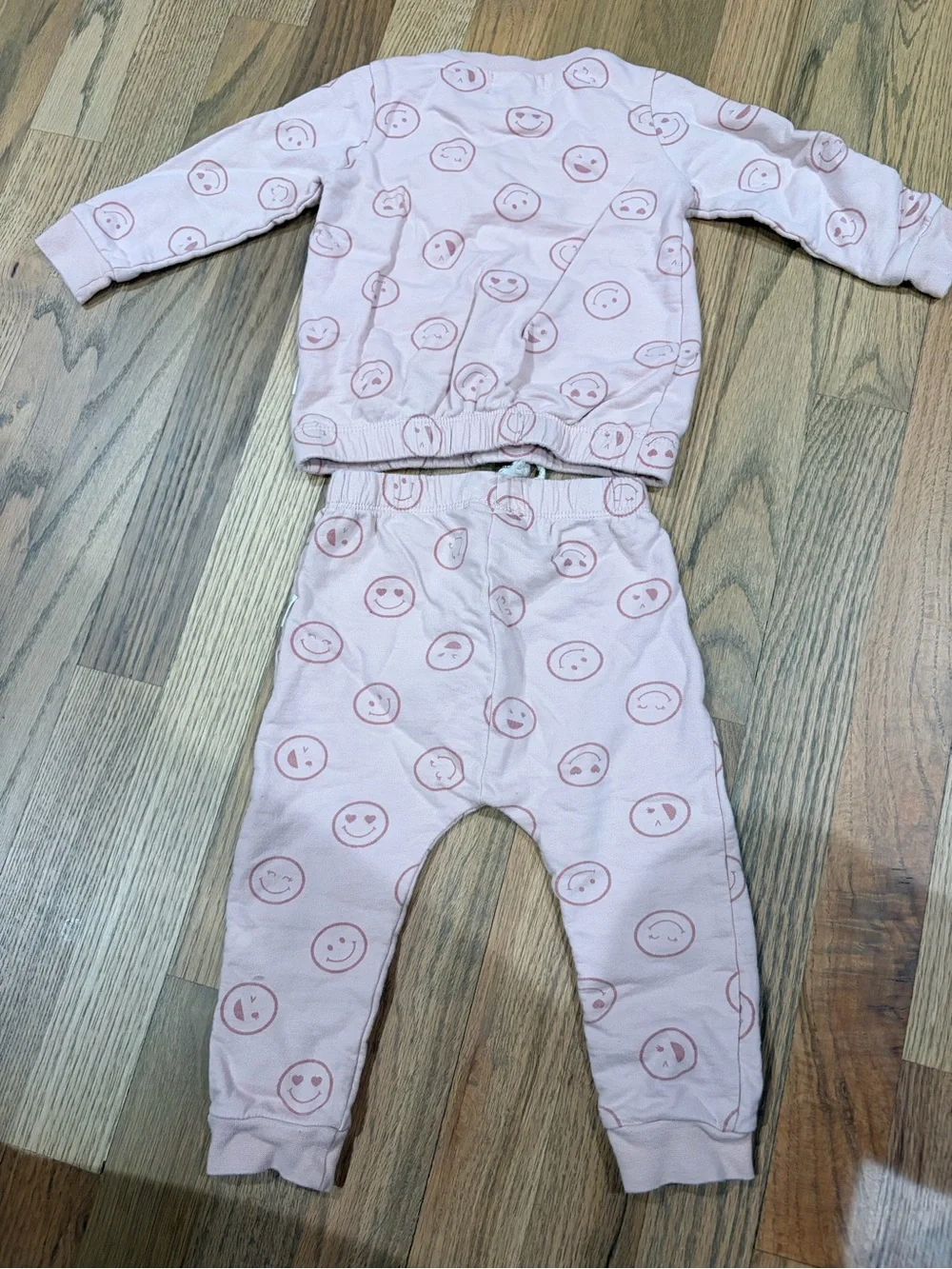 Baby girl pink smiley sweat outfit